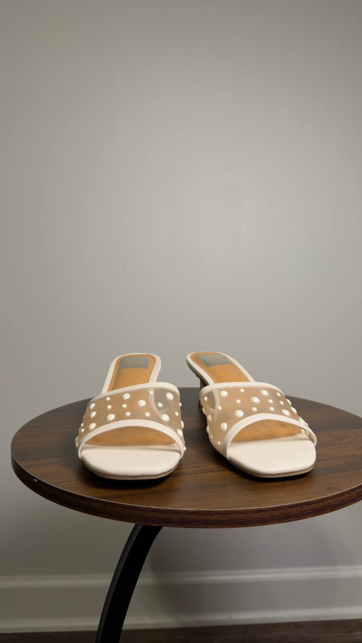 DV  Dolce  Vita  Slide  Dress  Sandals  Ivory  Pearl  7.5  New  $65