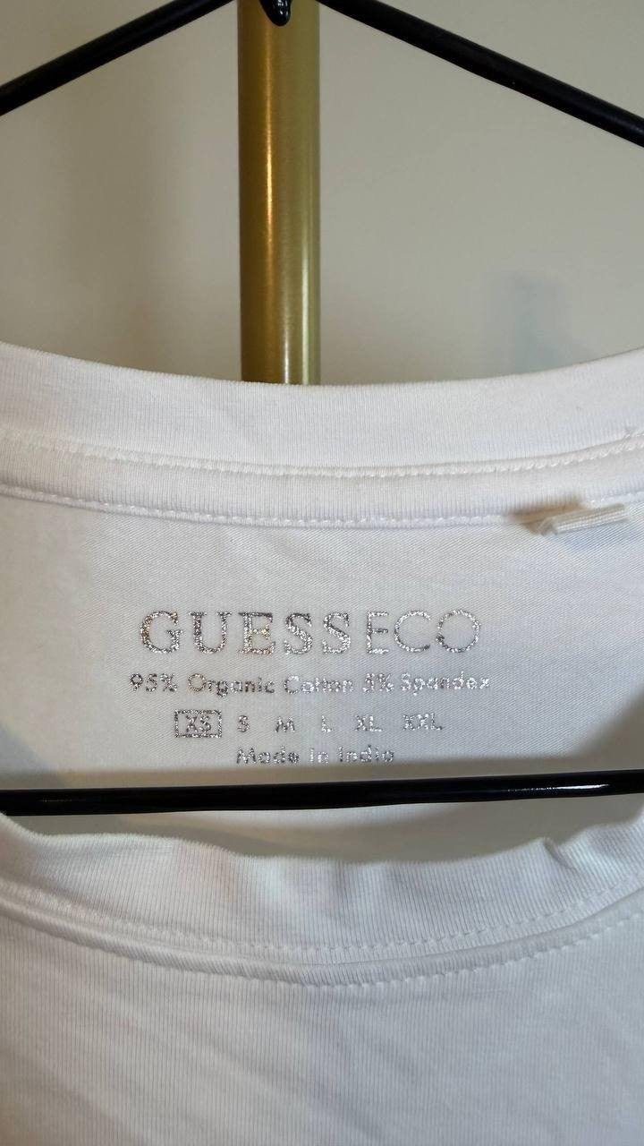 Guess Eco Short Sleeve T-Shirt White Crew Neck Casual Size XS Preowned