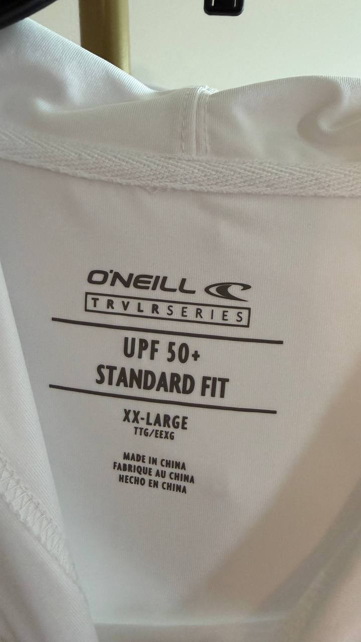 O’Neill Men’s TRVLR UPF 50+ Hooded Long Sleeve Rashguard White XXL NWT $ 79