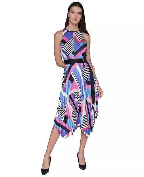 Karl Lagerfeld Paris Printed High-Neck A-Line Dress – Size 4 – NWT