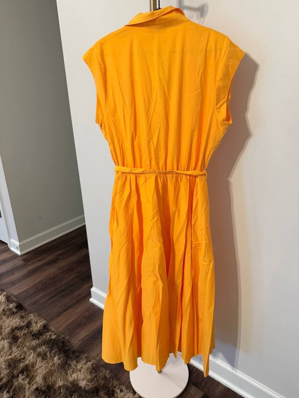 T Tahari Spread‑Collar Button‑Front Midi Dress Mango Slice Size 12 NWT msrp $158