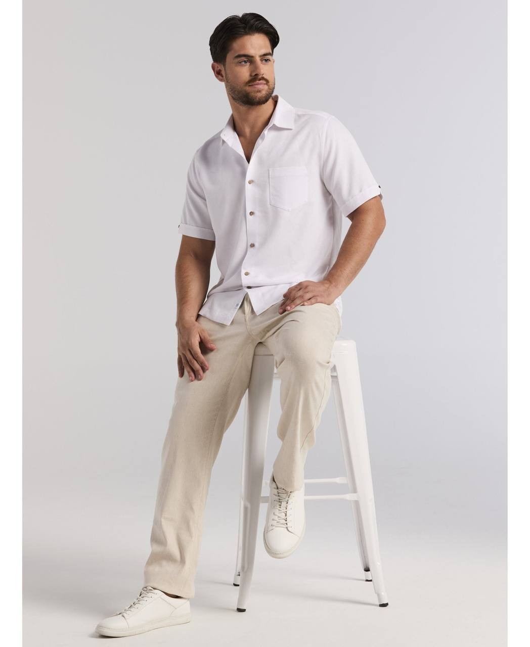 Cubavera Men’s Palm Print Jacquard Shirt White XXL $80 NWT Damaged