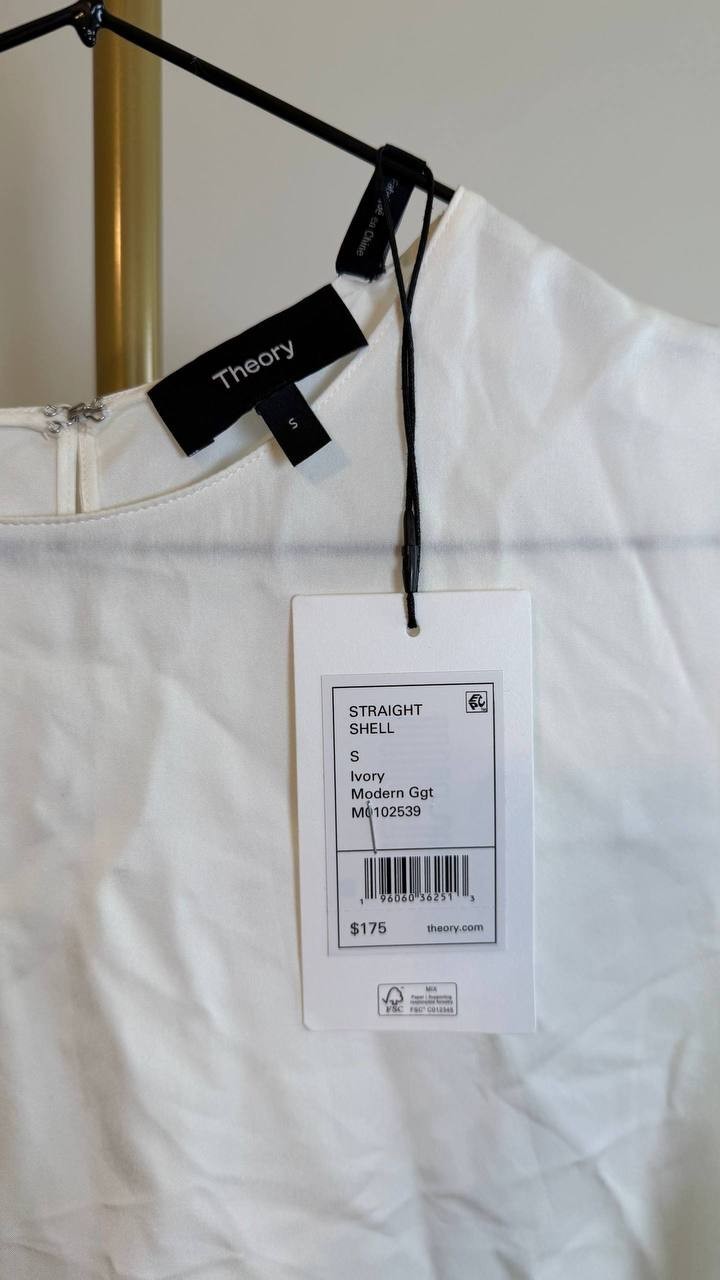 Theory Straight Shell Tank Top Ivory Silk Georgette Size S NWT$175 needs washing