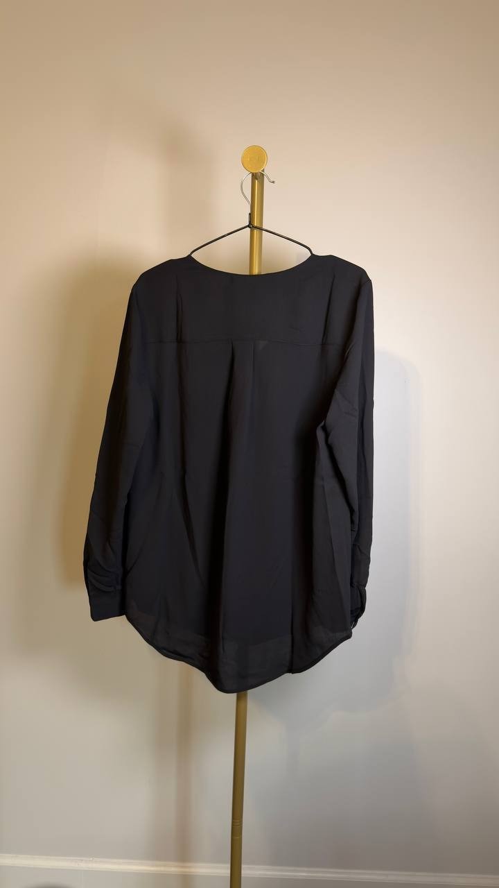 Kasper - Black - V‑Neck Blouse – Long Sleeve – NWT