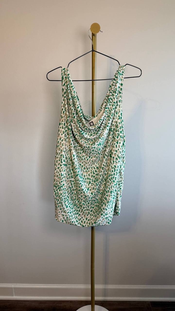 Anne Klein Animal Spot Cowl Neck Tank Tropical Multi XL NWT $69