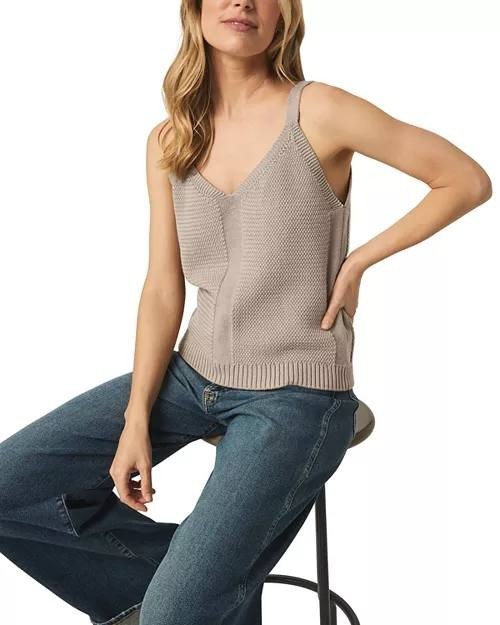 Splendid Banks Sweater Tank Fawn Size S Sleeveless Cotton Knit V-Neck