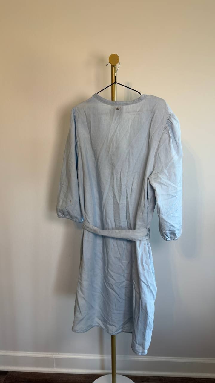 Sam Edelman Laine Tie‑Belt Mini Dress Blue XL NWT $149