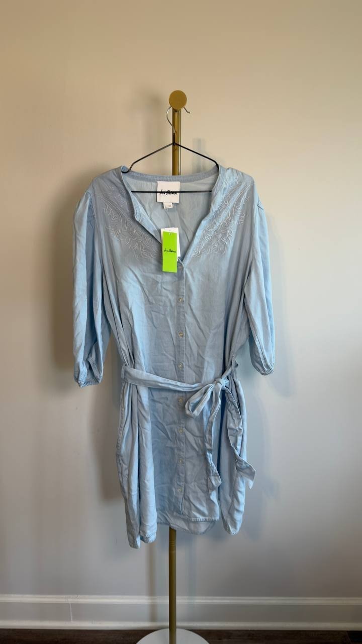 Sam Edelman Laine Tie‑Belt Mini Dress Blue XL NWT $149