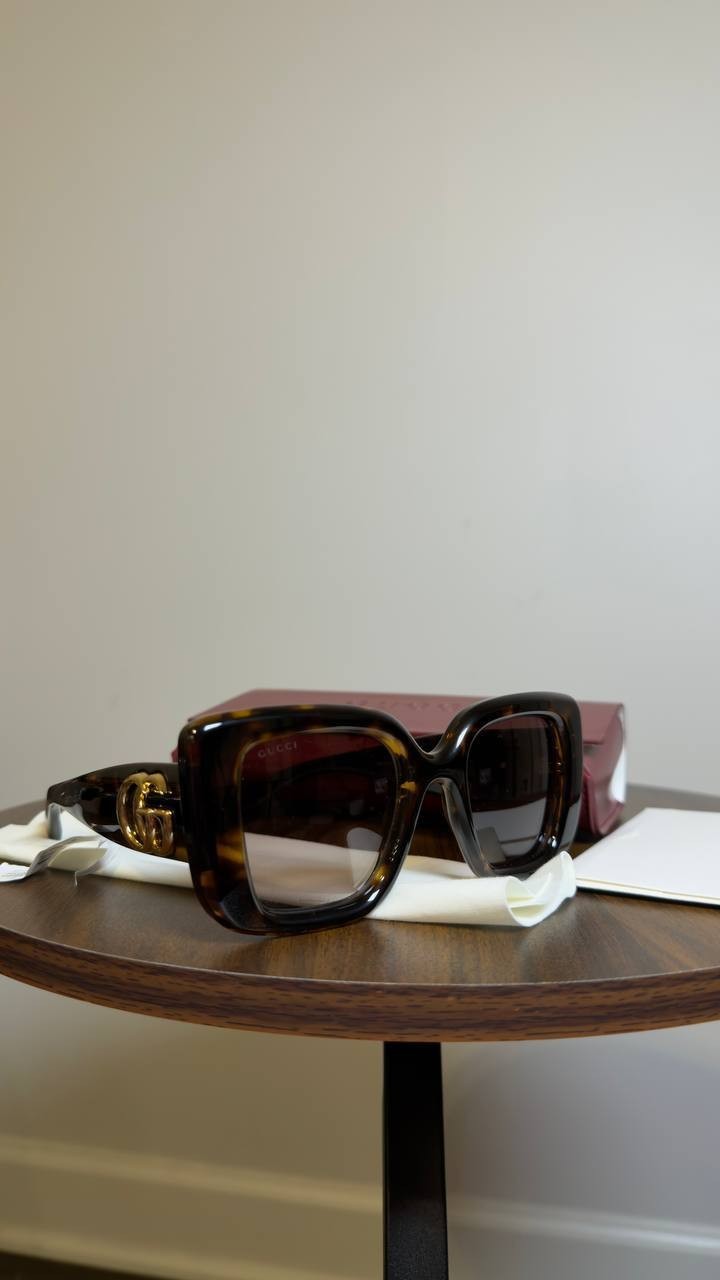 Gucci Rectangle Sunglasses Tortoise OS NWT $430.00