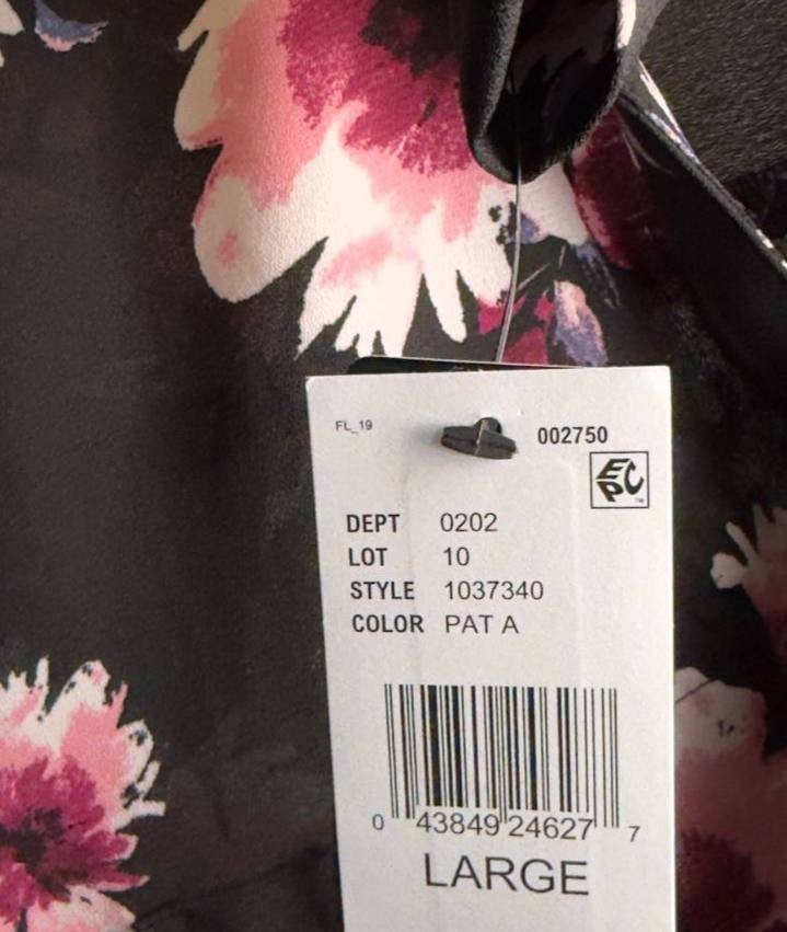 BCX Juniors’ Floral-Print Roll-Sleeve Button-Up Blouse Pat A L NWT $44