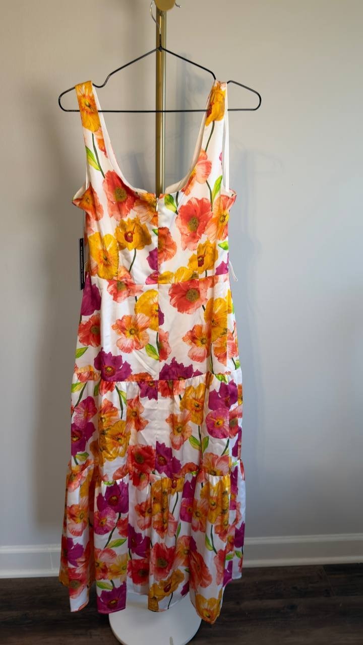 Karl Lagerfeld Floral‑Print A‑Line Dress White 6 NWT $169