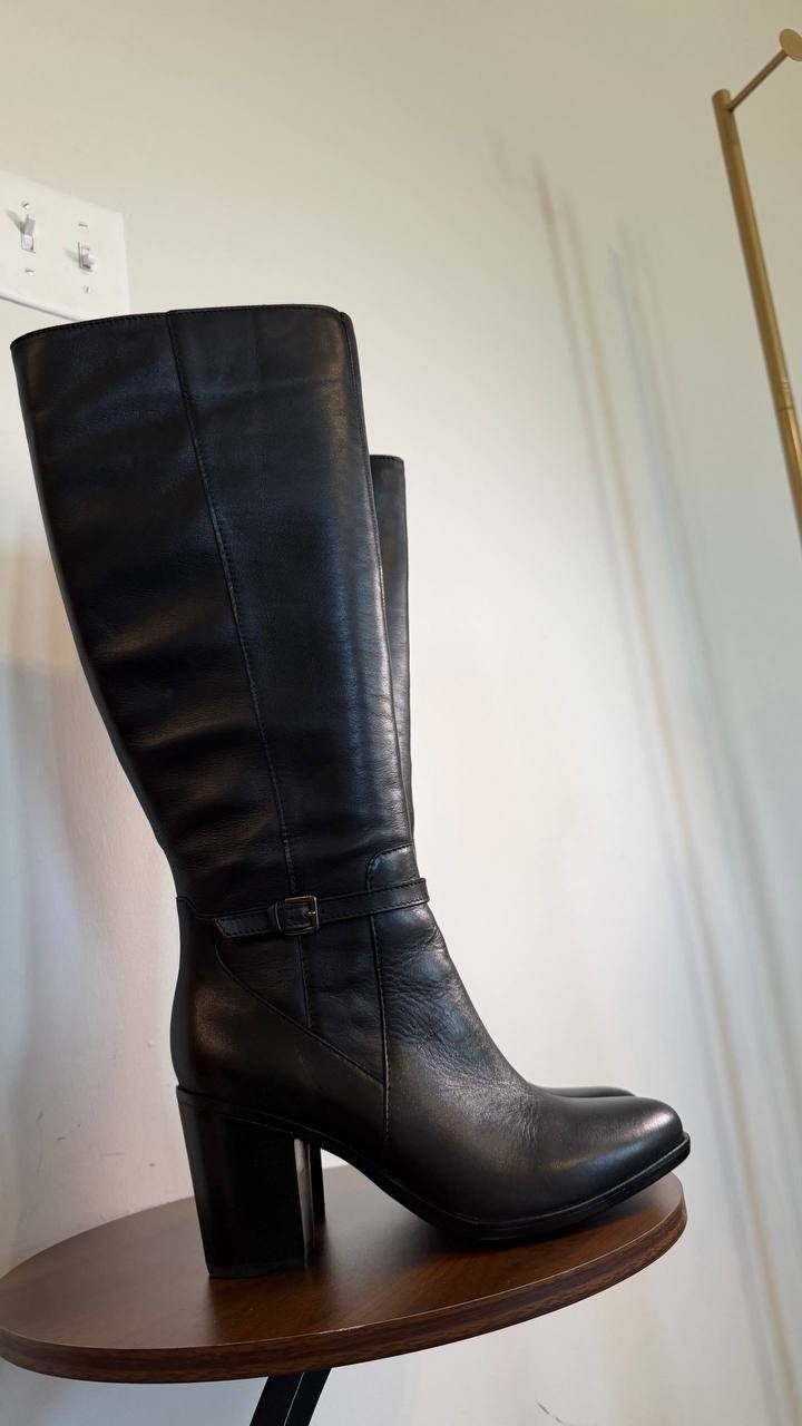 Naturalizer Kalina Extra Wide Calf Knee High Boots Black 8.5M Leather $289.99 NW