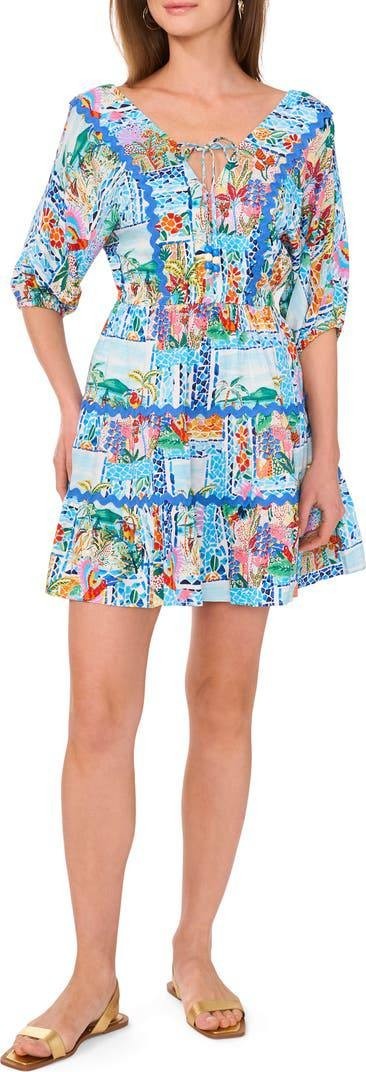 Vince Camuto Balloon‑Sleeve Tiered Fit‑and‑Flare Dress – Size L – NWT – $89