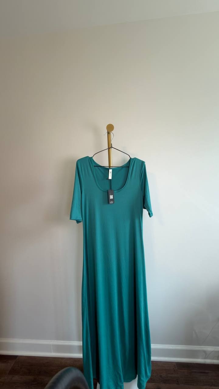 24seven Comfort Apparel Casual Maxi Dress Green XL NWT $57