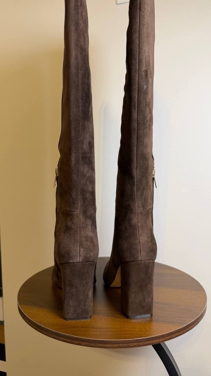 Marc Fisher LTD Yarli Boots 9M Dark Brown Leather Knee‑High Pull‑On NIB msrp$299