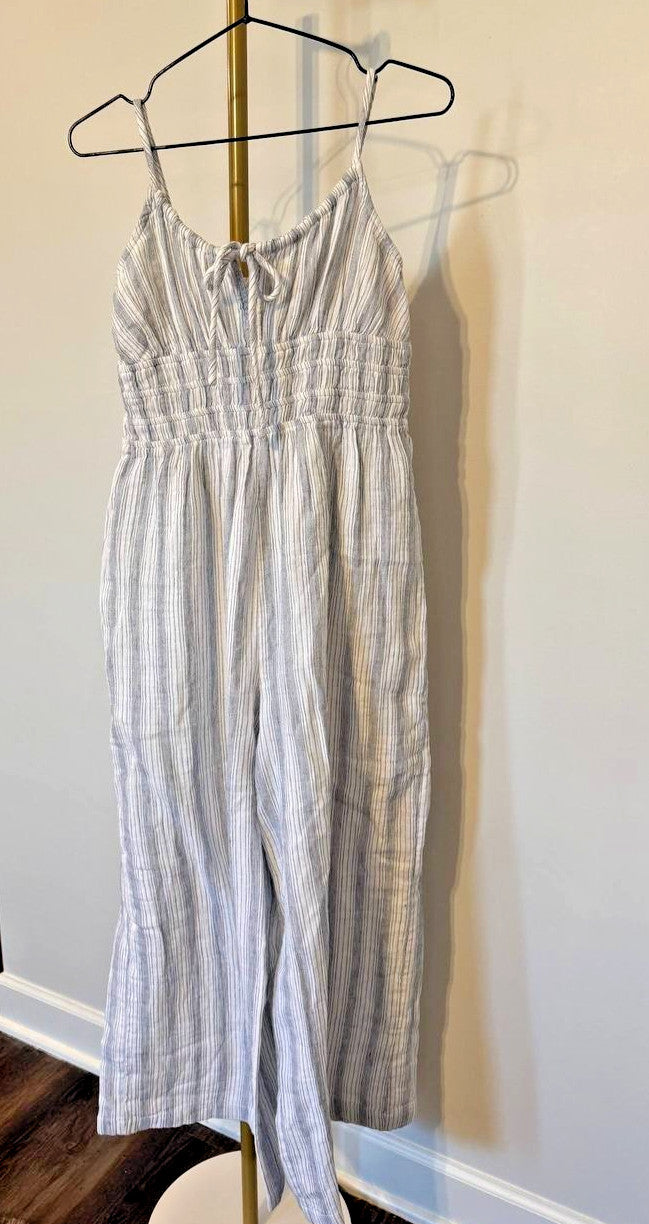 Lucky Brand Striped Gauzy Jumpsuit Grey Size S/P NWT Casual Summer msrp$99