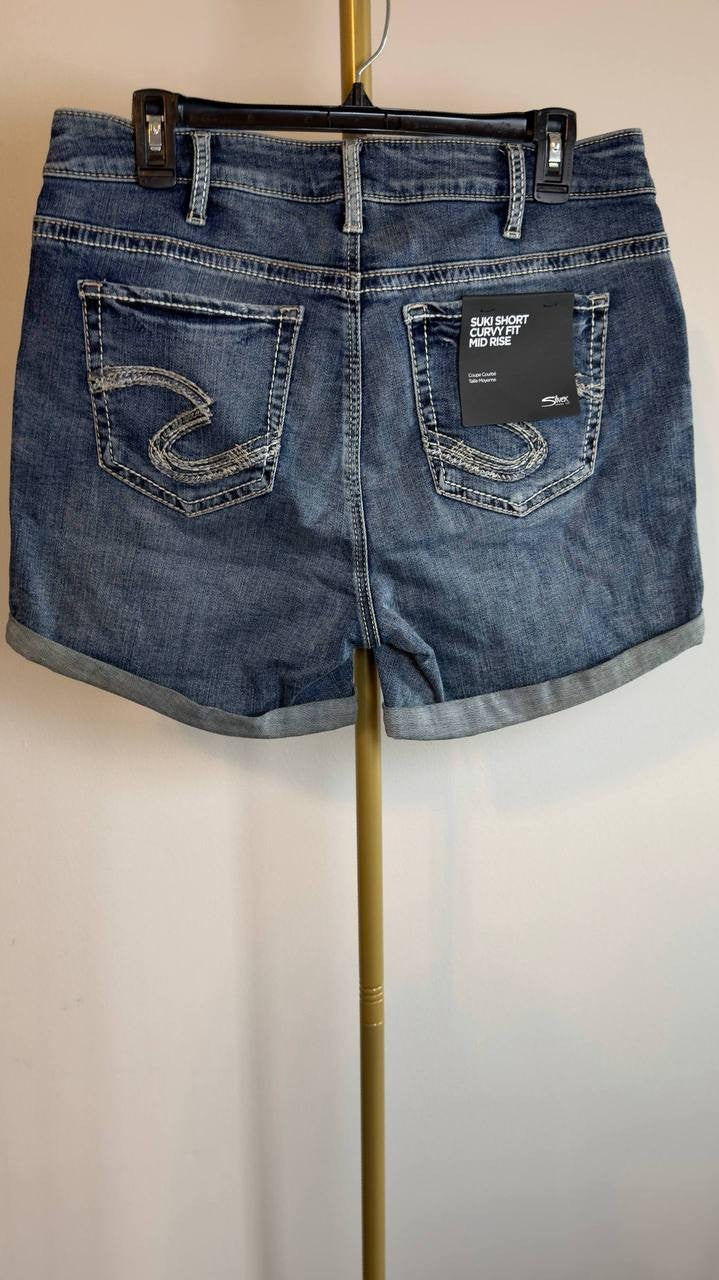 Silver Jeans Boyfriend Mid Rise Shorts Plus Size Indigo 12W NWT $89