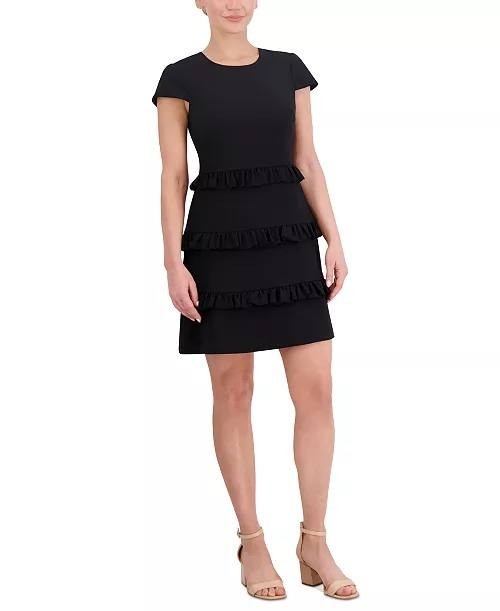 Eliza J Women’s Ruffle‑Tiered A‑Line Dress Black 10 NWT $118