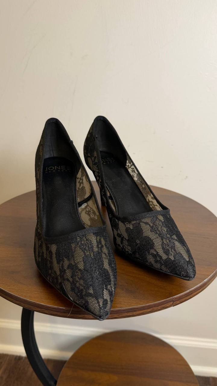 Jones New York Bevery Pointed Toe Pumps Black 8.5M Fabric MSRP $70 NWB