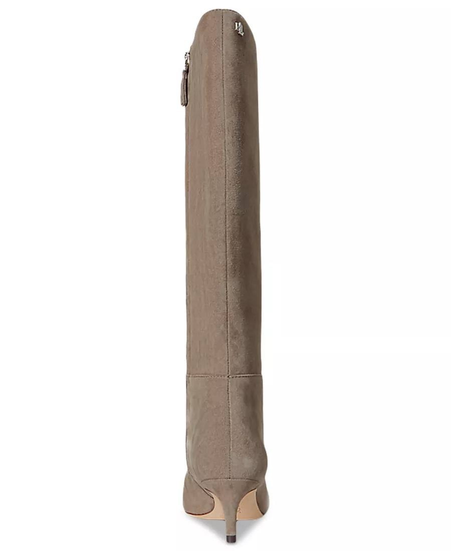 Lauren Ralph Lauren McKay Boots 8B Taupe Suede Tall Pointed Toe NIB msrp$275