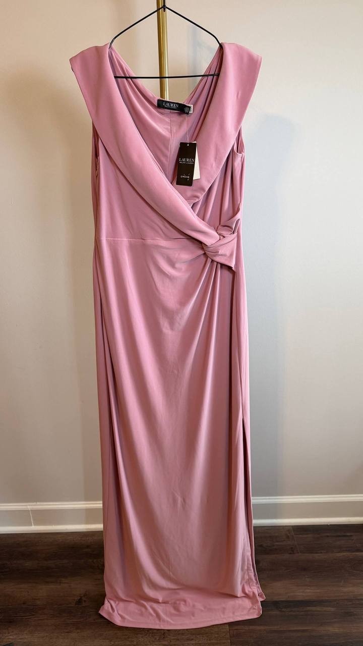 Lauren Ralph Lauren Off‑Shoulder Jersey Gown Rose Size 10 Preowned $225