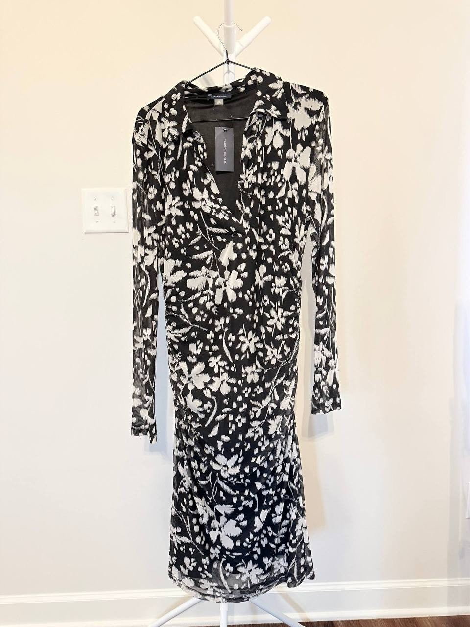 Tommy Hilfiger Floral Ruched Long Sleeve Dress – Size 16 – NWT – $119