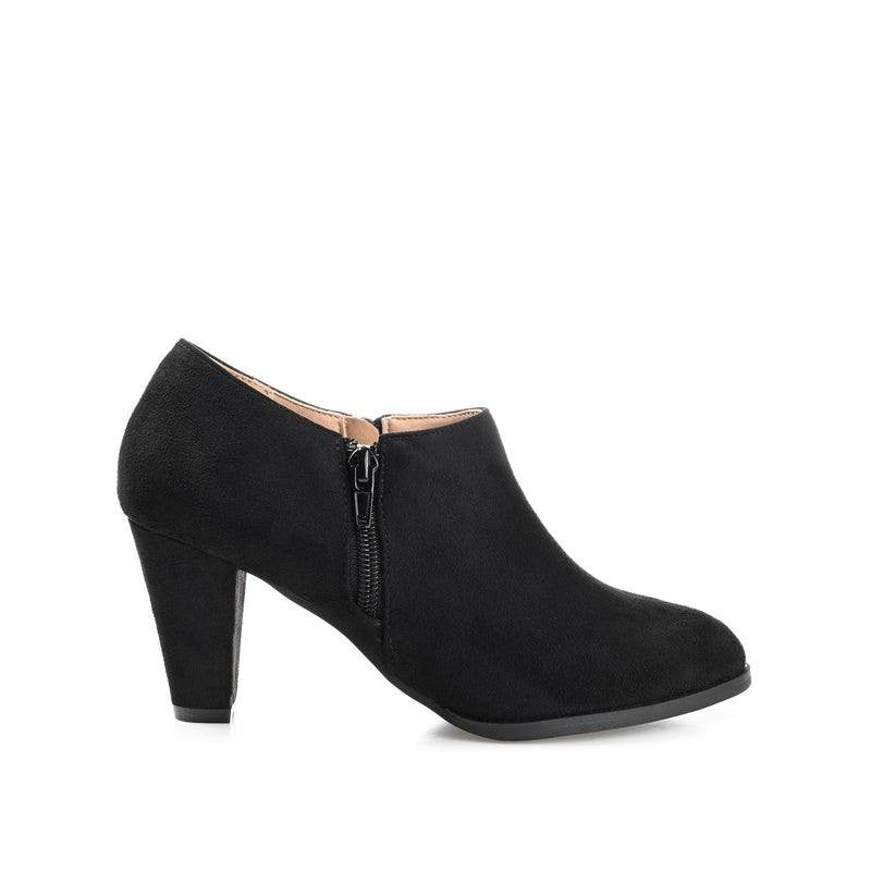 Journee Sanzi Booties 8.5 Black Faux Suede Zip‑Up Round Toe NIB msrp$48.49