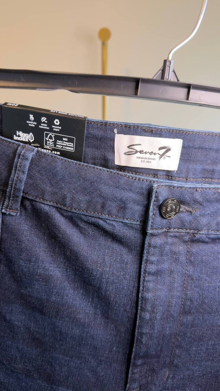 Seven7 Plus Size Pintuck Wide Leg Jeans Cruella Dark Wash 20W NWT $89