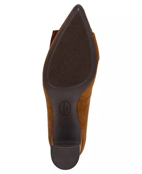 Anne Klein Bentley Pumps 7.5M Cognac Pointed Toe Buckle Block Heel NIB msrp$89