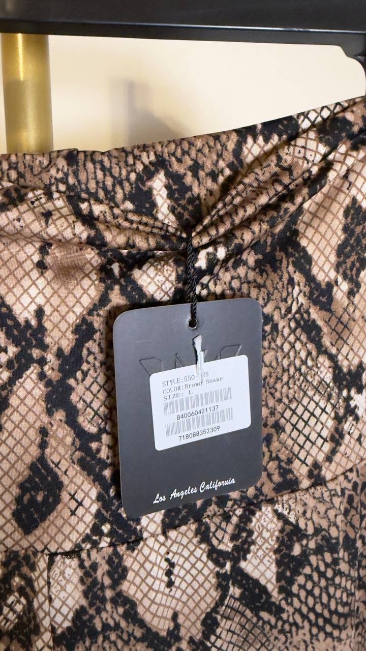 White Mark Python Printed Palazzo Pants Brown Snake L NWT $40