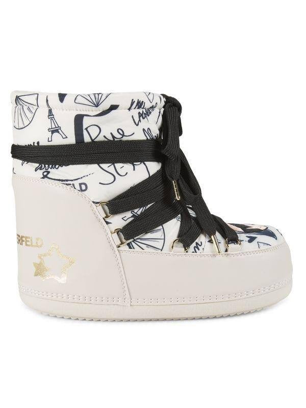 Karl Lagerfeld Snow Boots Size 11 White Multi Textile/Synthetic MSRP $189 NIB