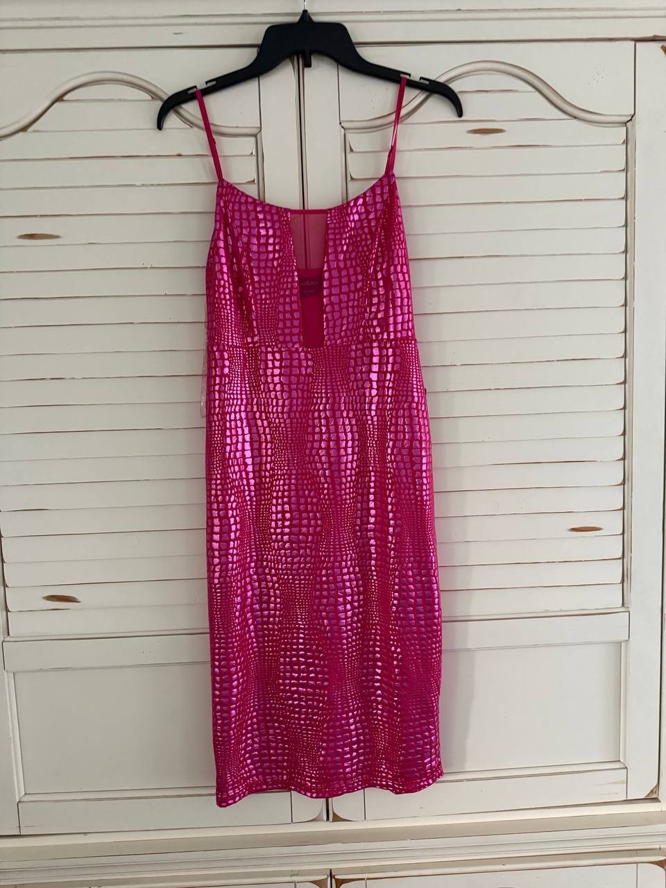 Bebe Vegan Leather Caged Mini Dress – Fuchsia, Size M