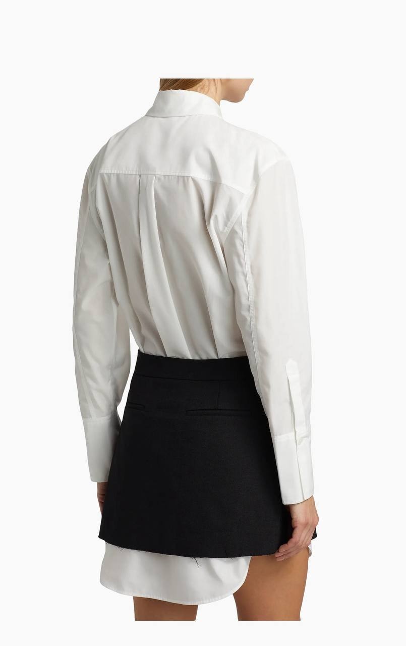 Jonathan Simkhai Warren Shirt Combo Minidress White Multi Size 6, Tailored