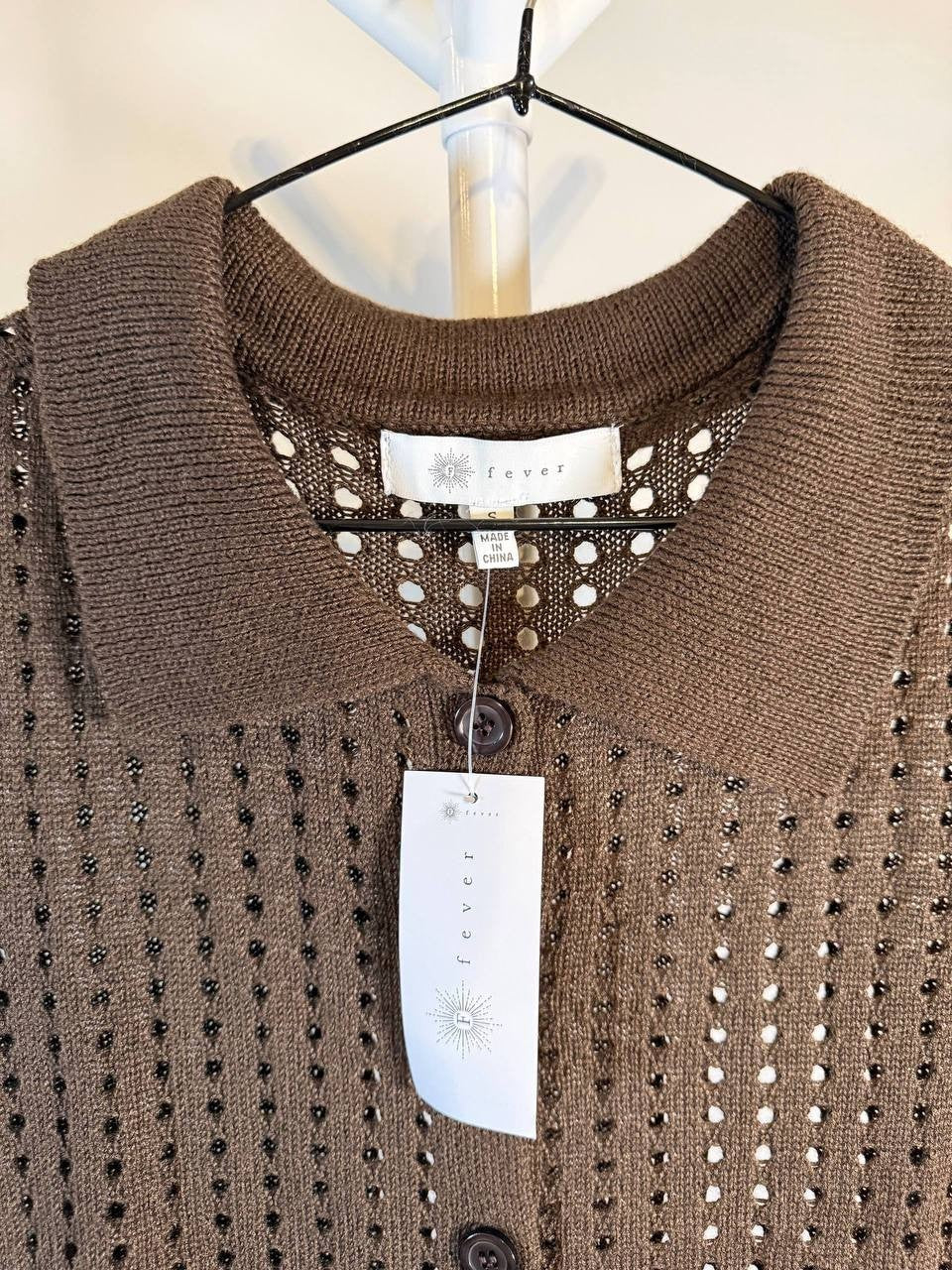 Fever Brown Collared Button Blouse – Size S – NWT – $68