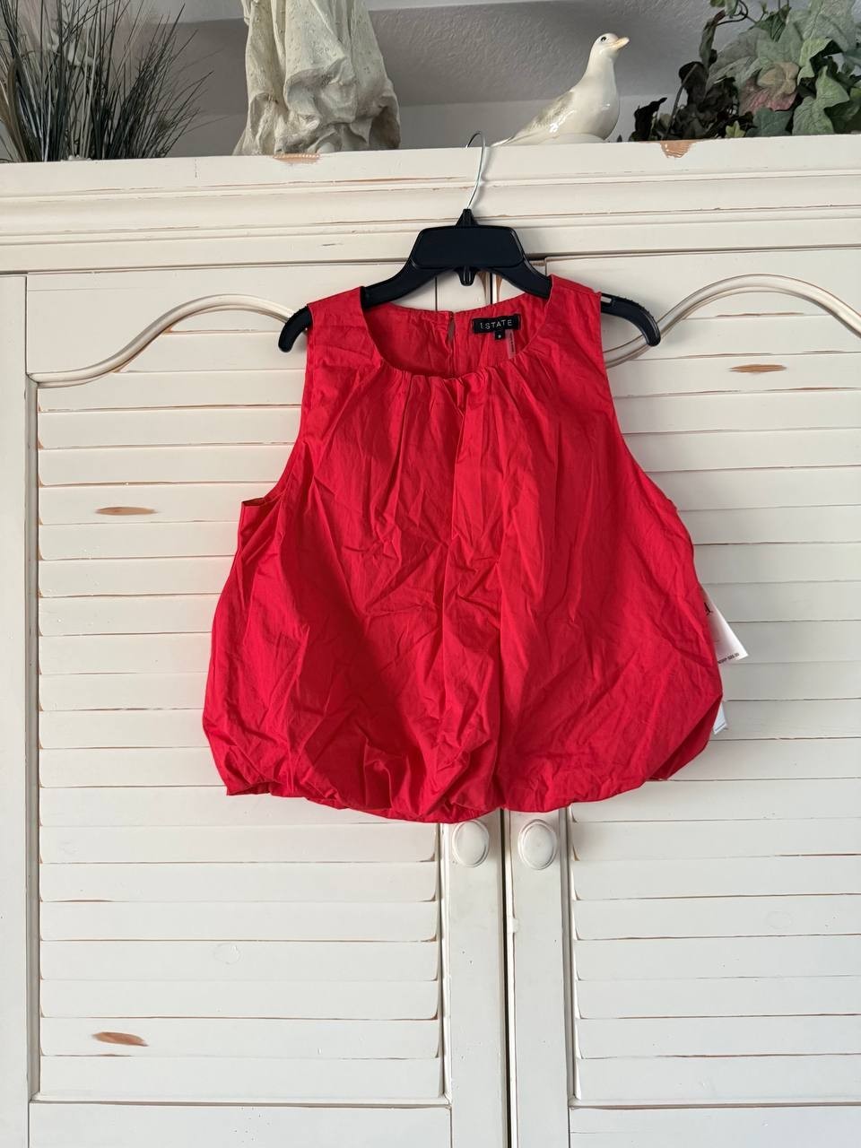 State Cotton Sleeveless Bubble Top Size S Red NWT $89