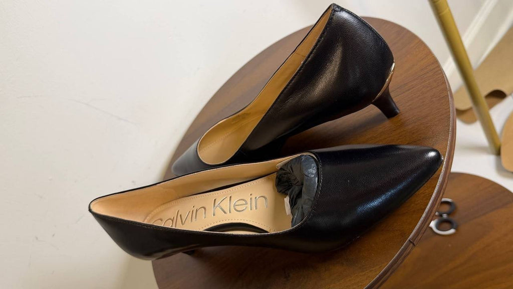 Calvin Klein Gabrianna Pointed Toe Kitten Heel Pumps Black Women’s 9.5M NWB $119