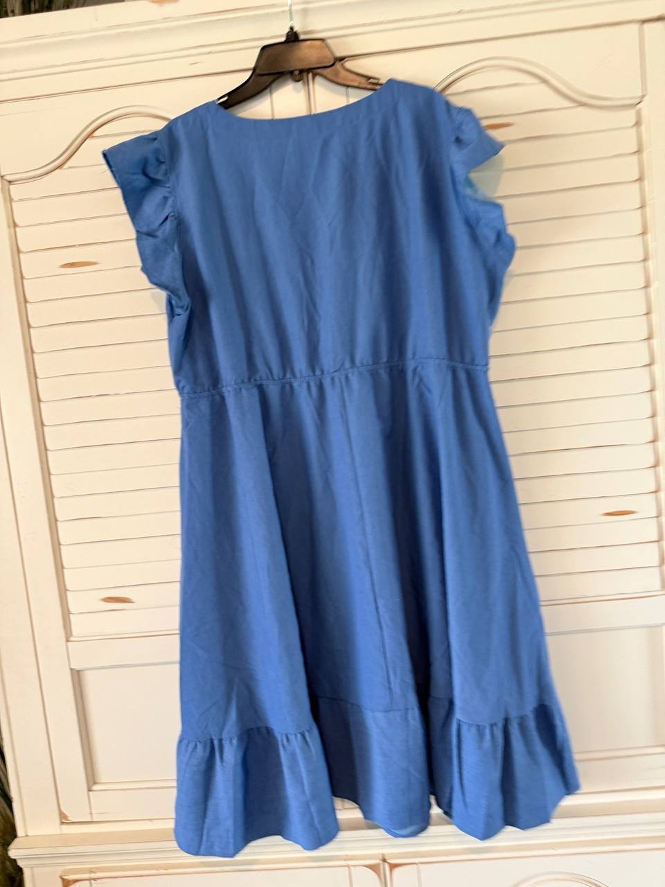 White Mark Womens' Blue Ruffle Sleeve Knee-Length Dress Plus Size 3XL