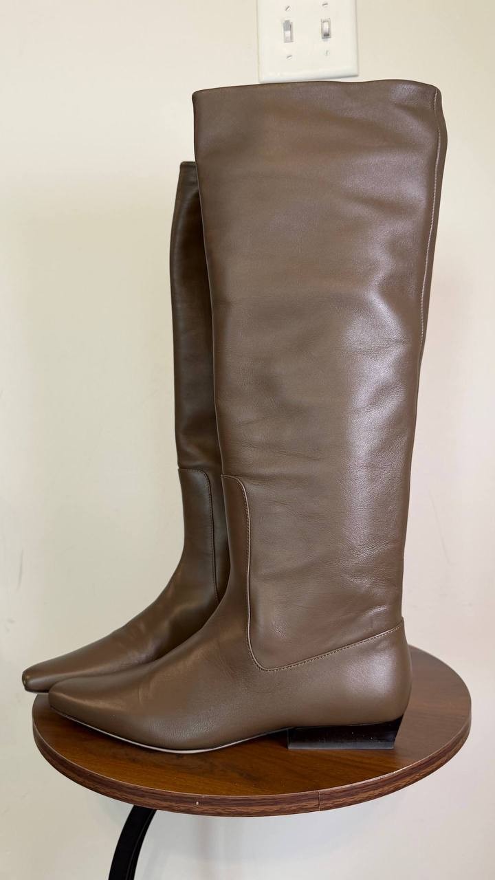 Staud Truffle Leather Flat Boots 36 New in Box MSRP $495