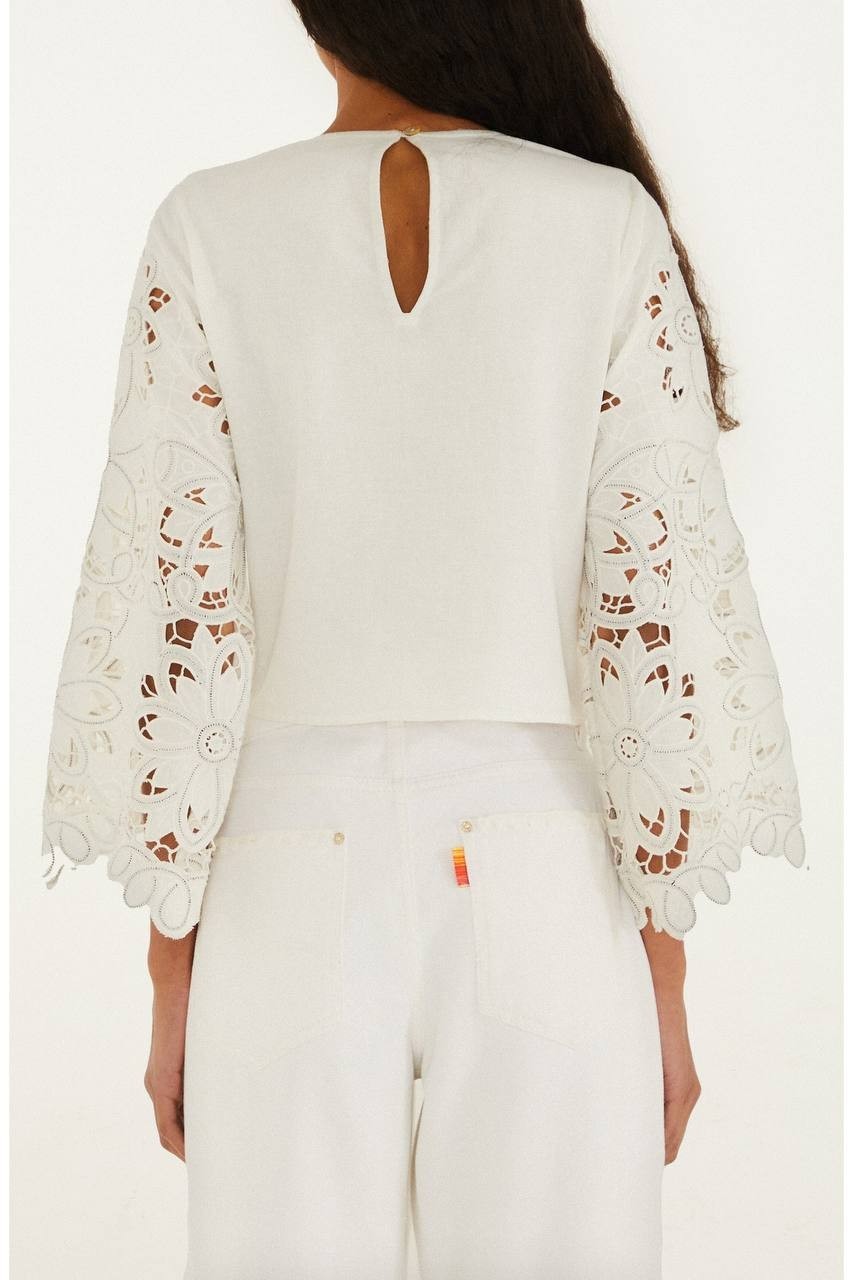 FARM Rio Flowers Richelieu Blouse White XXS NWOT