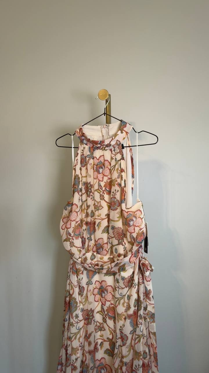 CeCe Halter Neck Floral Maxi Dress Corsage Size 16 NWT $79