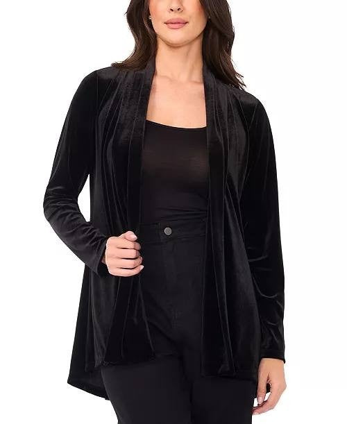 Vince Camuto Velvet Long Sleeve Open Cardigan Sweater Rich Black L NWT $79