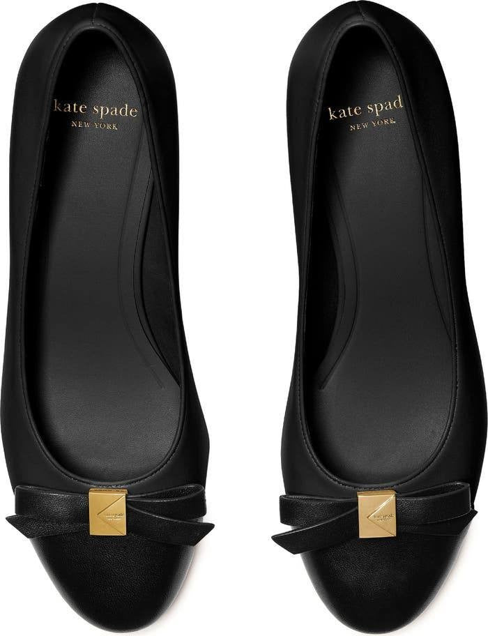 Kate Spade Ballet Toe Pumps Black Leather Size 10B New in Box $248