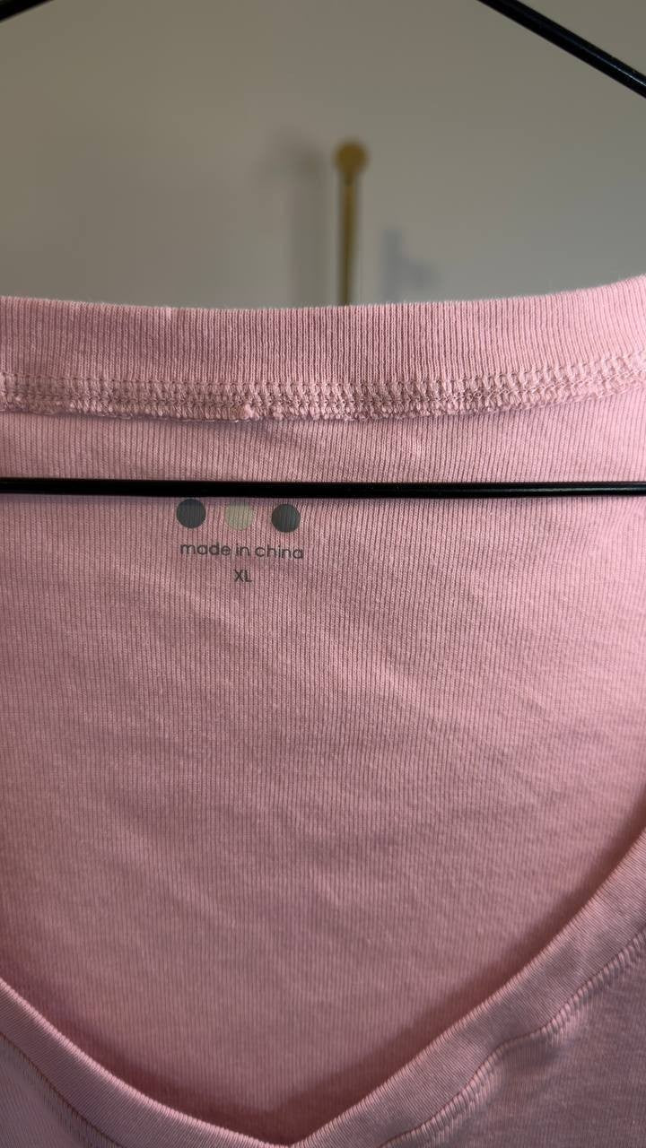 Three Dots Knit 3/4 Sleeve V‑Neck Tee Light Pink XL NWOT $55