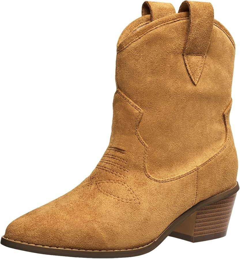 French Connection Carrie Western Boots–Cognac–Size 7.5–Faux Leather–New i Box