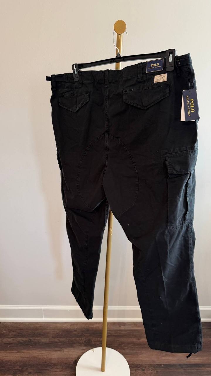 Polo Ralph Lauren Men’s Slub Canvas Slim Fit Cargo Trousers Black 44B/32 $238 NW
