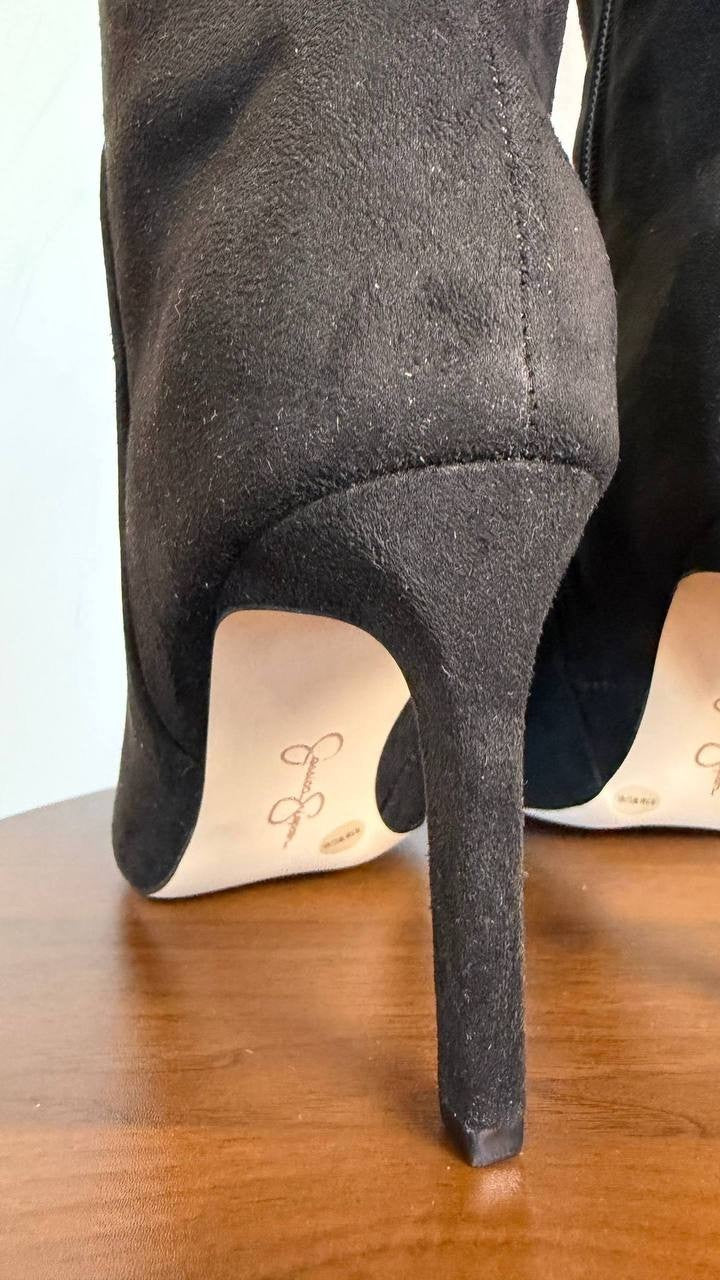 Jessica Simpson Earon High Boots Black 9.5M WC Faux Leather $149 NWOB