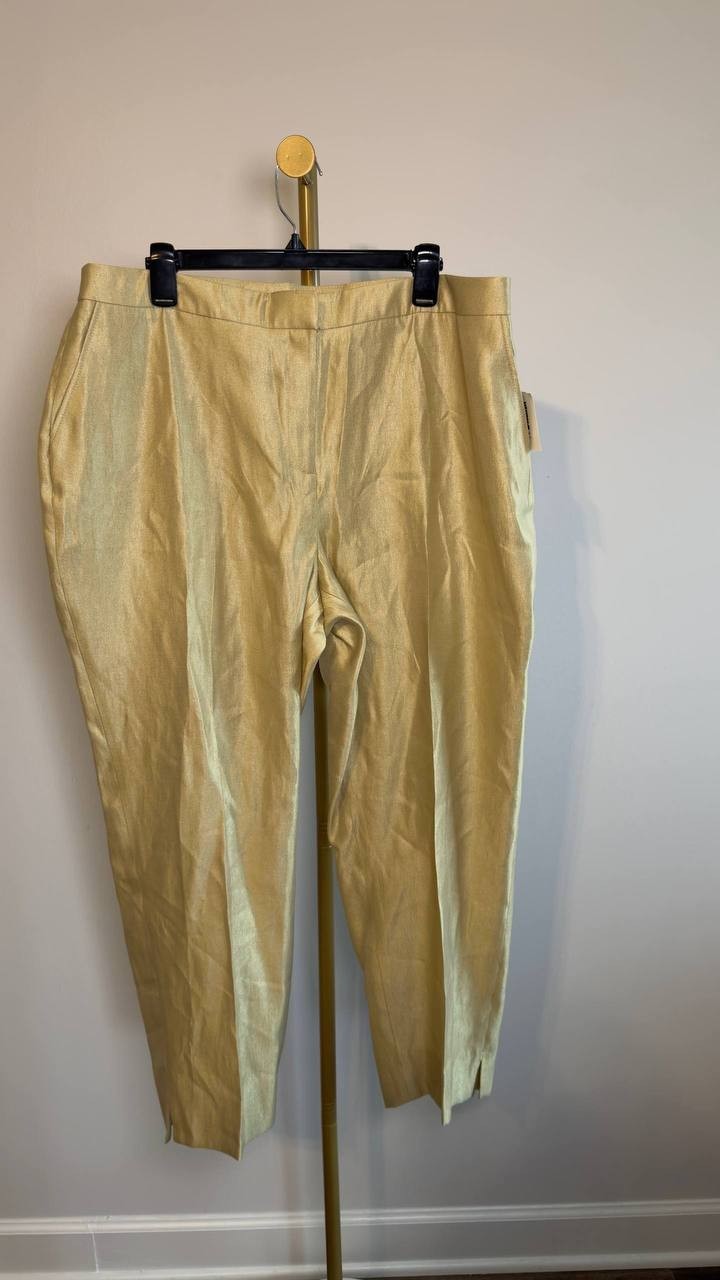 Anne Klein Pull‑On Straight Leg Pants Gold 16 NWT $99