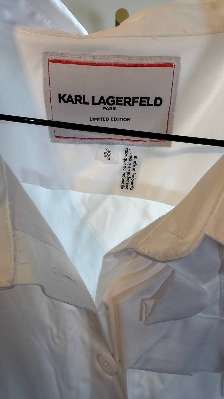 Karl Lagerfeld Paris Flower Corsage Shirtdress White Size XL NWT $189