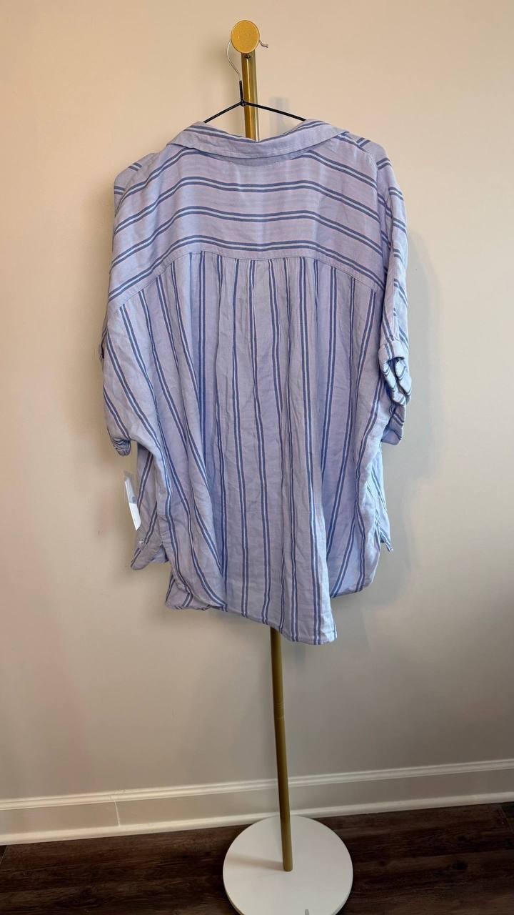 Gloria Vanderbilt Plus Size Short Sleeve Woven Shirt Blue 2X NWT $48