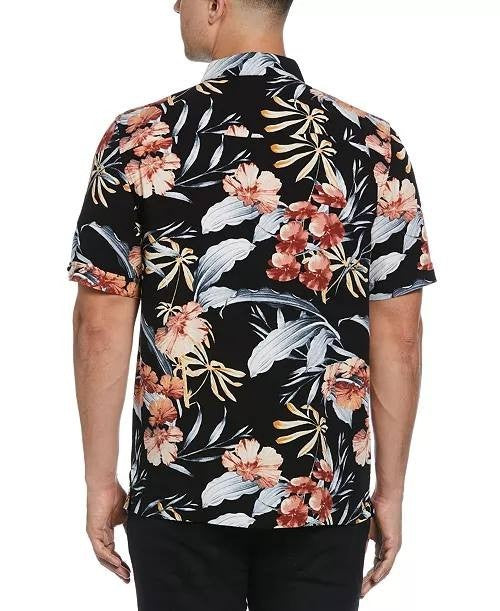 Cubavera Men’s Tropical Floral Button‑Front Shirt Jet Black XL $80 NWT